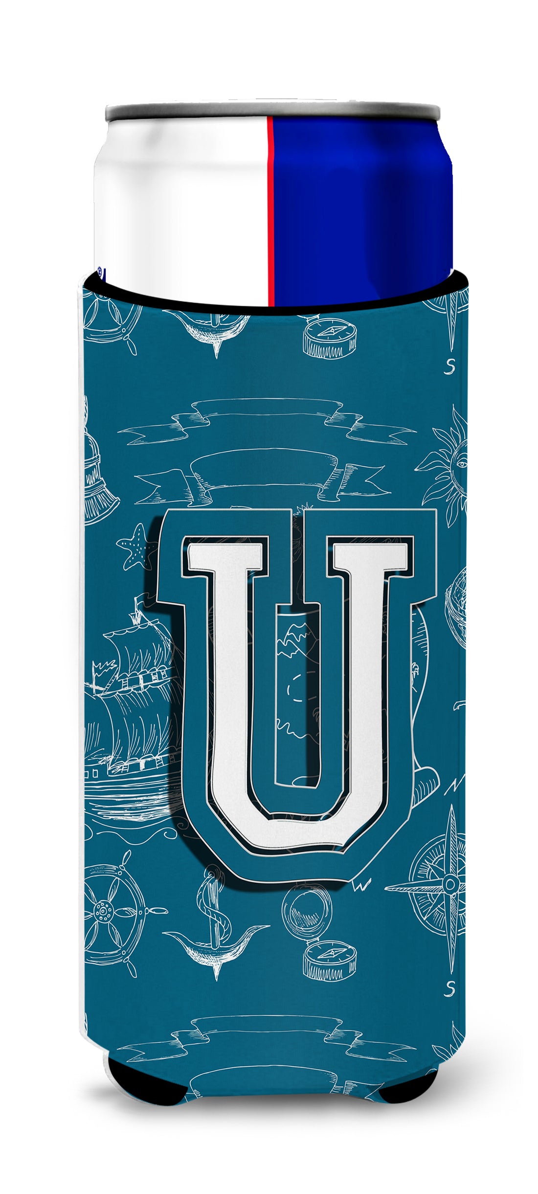 Letter U Sea Doodles Initial Alphabet Ultra Beverage Insulators for slim cans CJ2014-UMUK