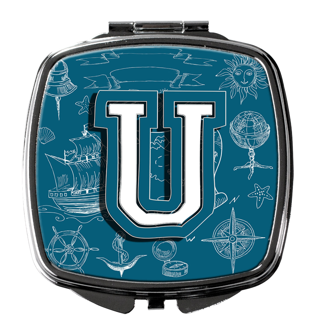 Letter U Sea Doodles Initial Alphabet Compact Mirror CJ2014-USCM  the-store.com.