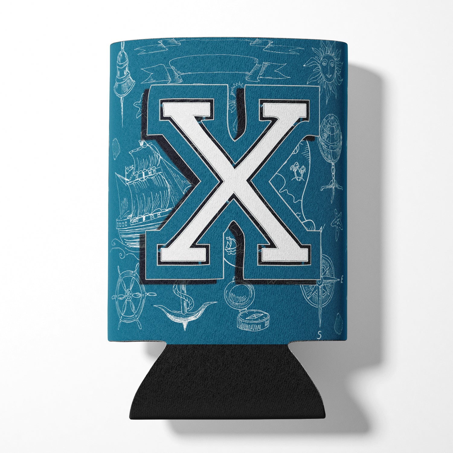 Letter X Sea Doodles Initial Alphabet Can or Bottle Hugger CJ2014-XCC