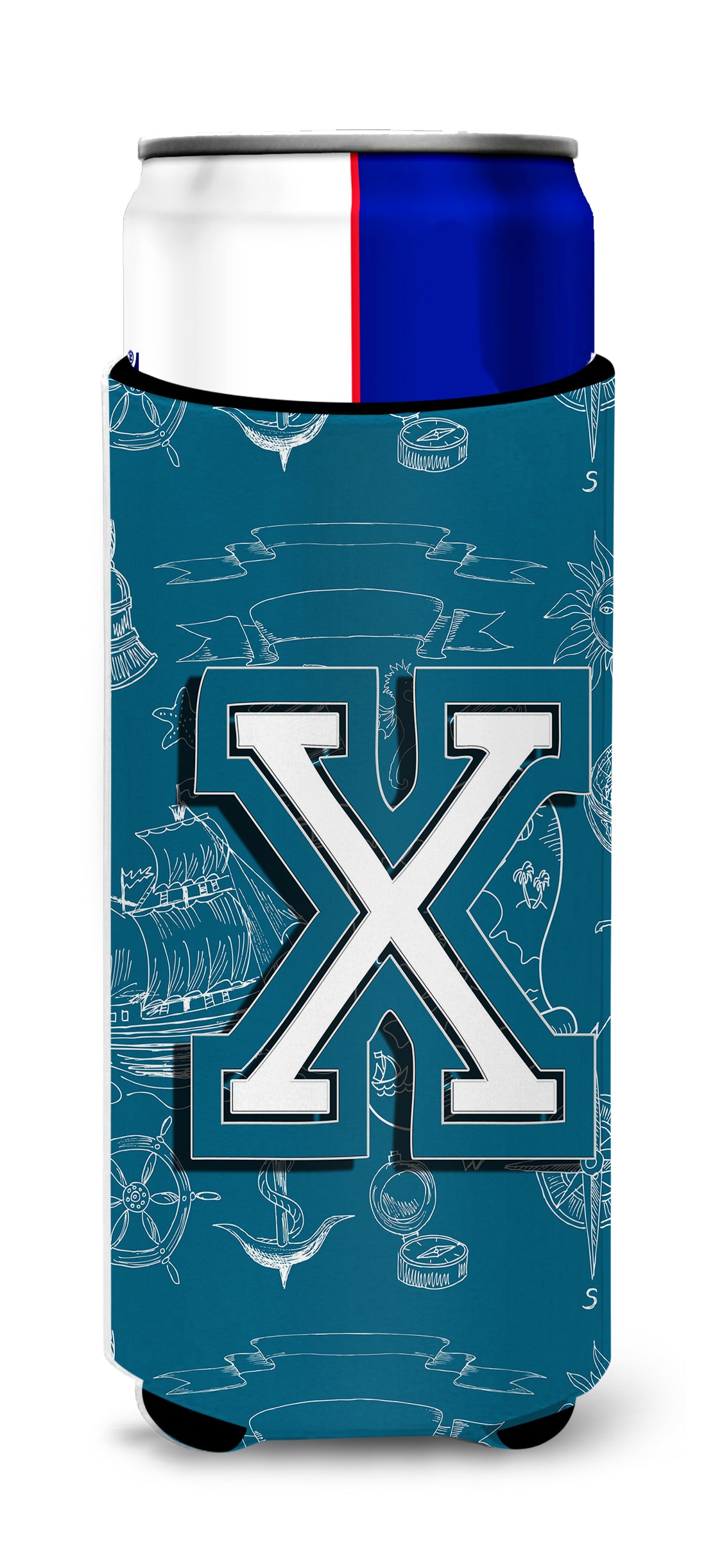 Lettre X Sea Doodles Initial Alphabet Ultra Beverage Isolateurs pour canettes minces CJ2014-XMUK