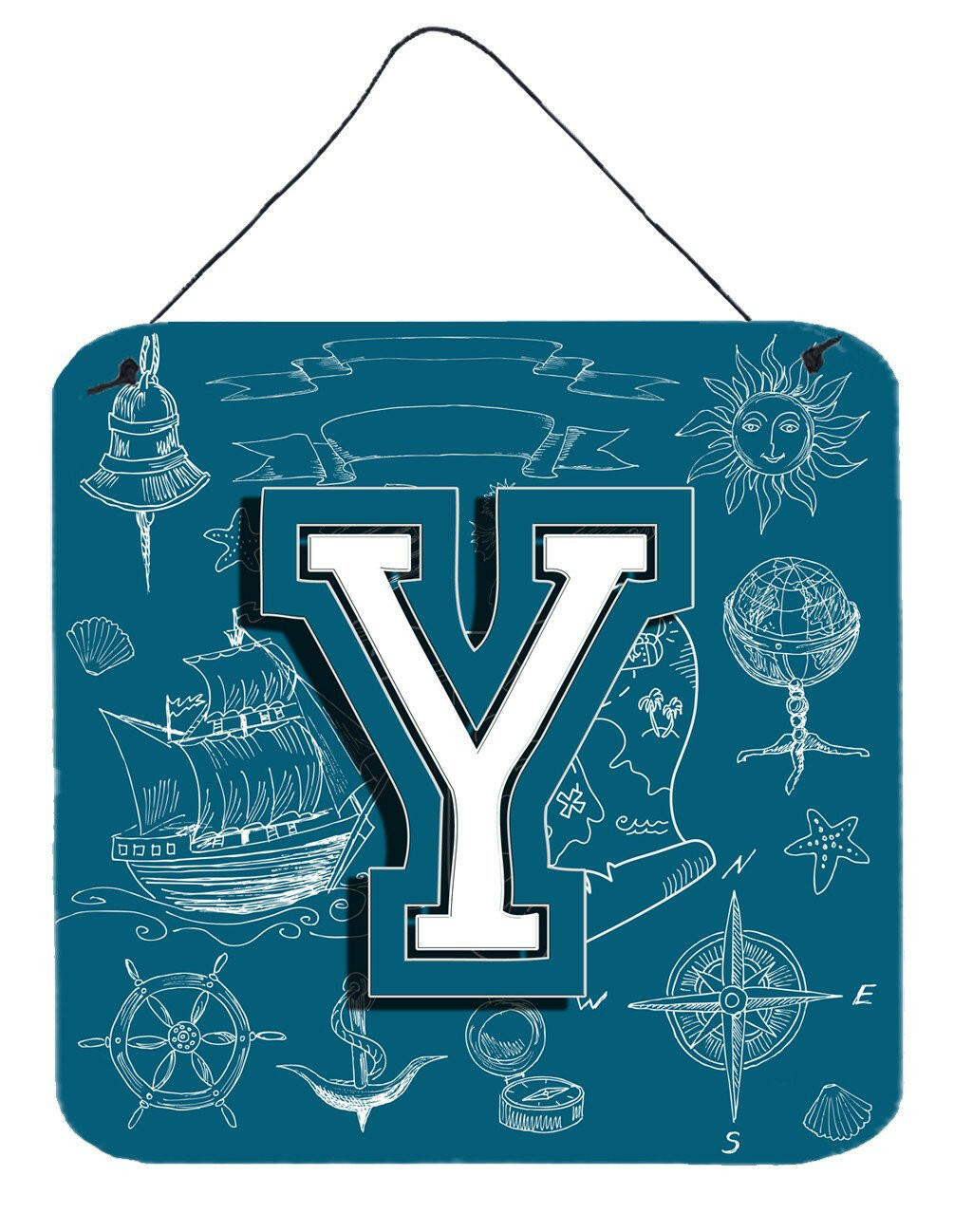 Letter Y Sea Doodles Initial Alphabet Wall or Door Hanging Prints CJ2014-YDS66 by Caroline&#39;s Treasures