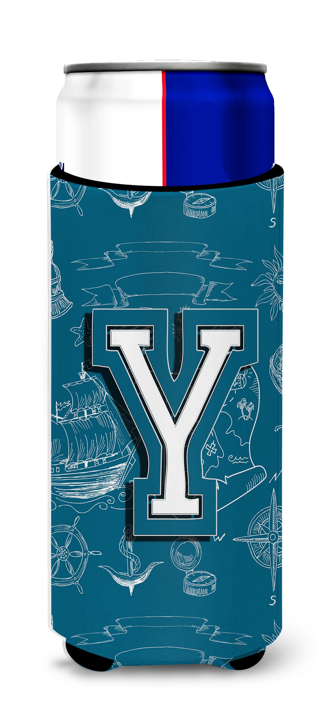 Letter Y Sea Doodles Initial Alphabet Ultra Beverage Insulators for slim cans CJ2014-YMUK