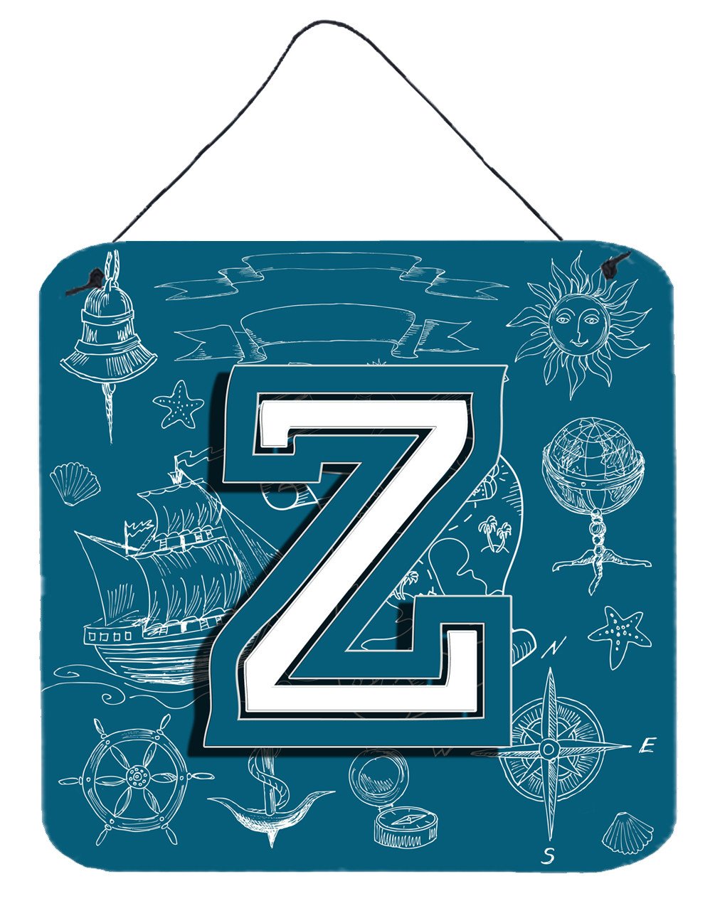 Letter Z Sea Doodles Initial Alphabet Wall or Door Hanging Prints CJ2014-ZDS66 by Caroline's Treasures