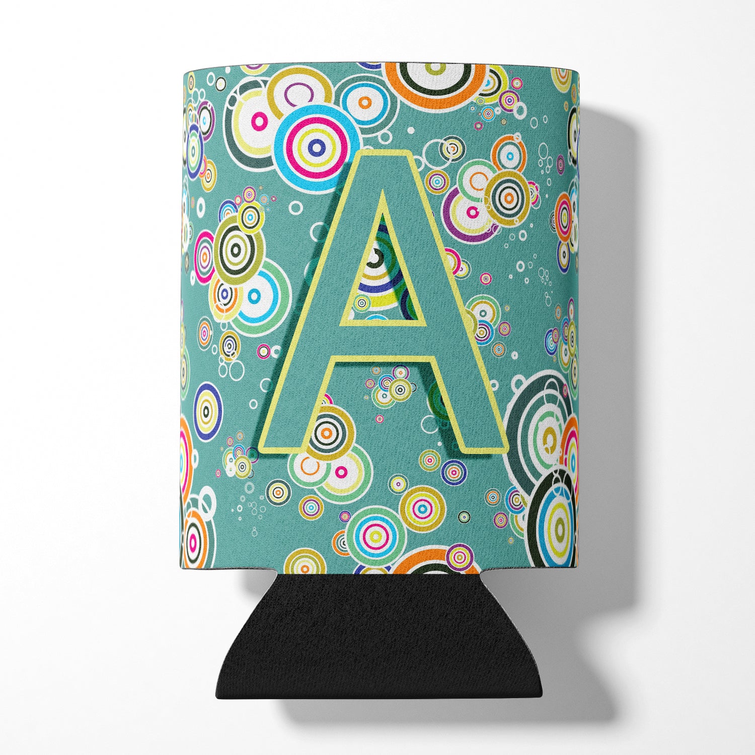 Letter A Circle Circle Teal Initial Alphabet Can or Bottle Hugger CJ2015-ACC