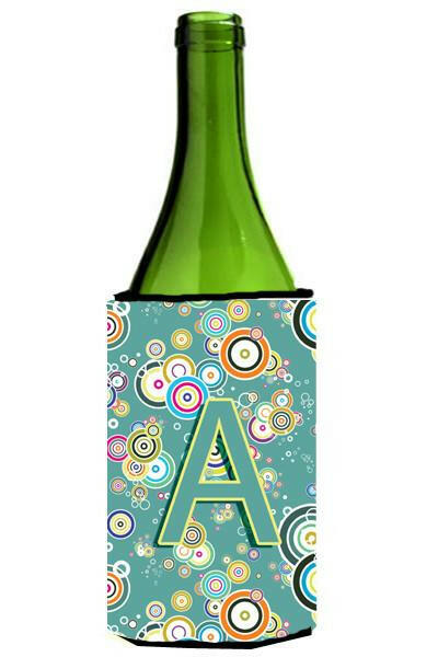 Letter A Circle Circle Teal Initial Alphabet Wine Bottle Beverage Insulator Hugger CJ2015-ALITERK by Caroline&#39;s Treasures
