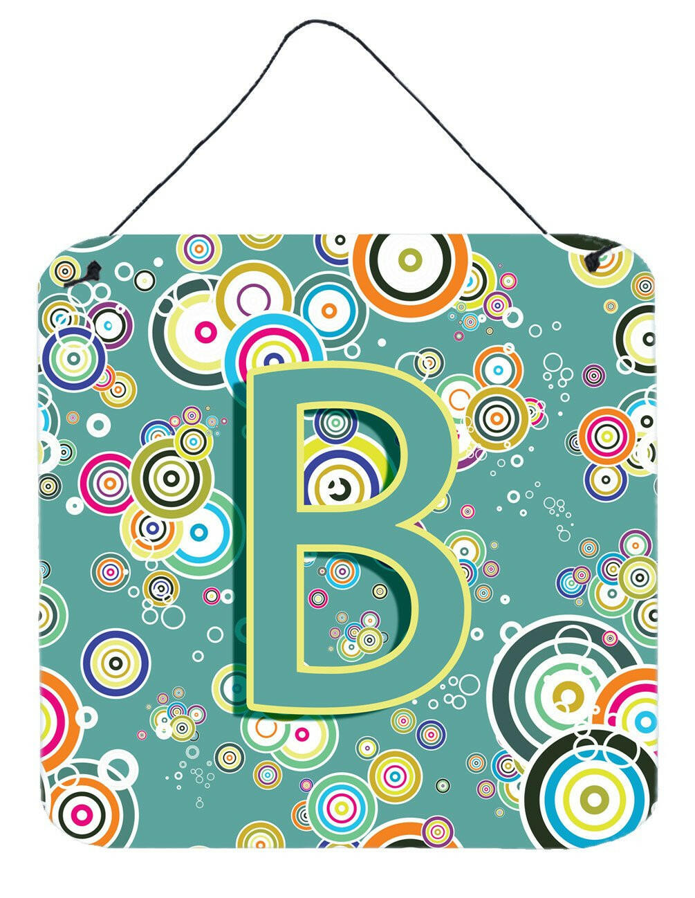 Letter B Circle Circle Teal Initial Alphabet Wall or Door Hanging Prints CJ2015-BDS66 by Caroline&#39;s Treasures