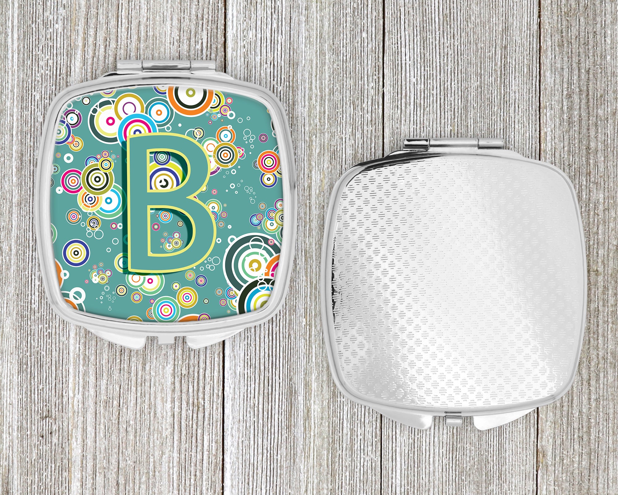 Letter B Circle Circle Teal Initial Alphabet Compact Mirror CJ2015-BSCM  the-store.com.