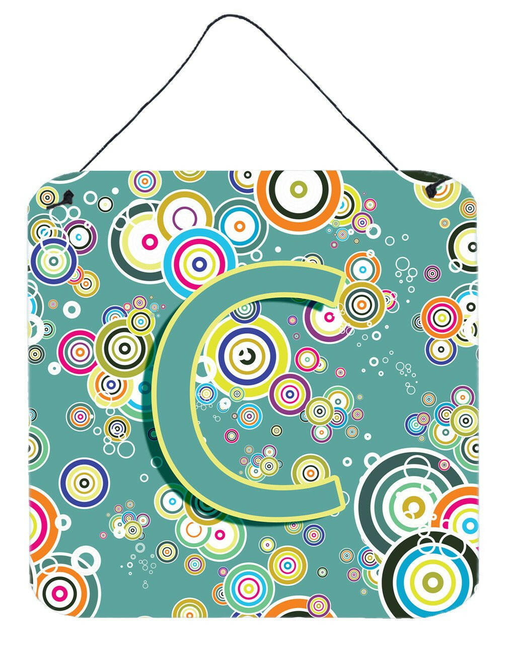 Letter C Circle Circle Teal Initial Alphabet Wall or Door Hanging Prints CJ2015-CDS66 by Caroline's Treasures