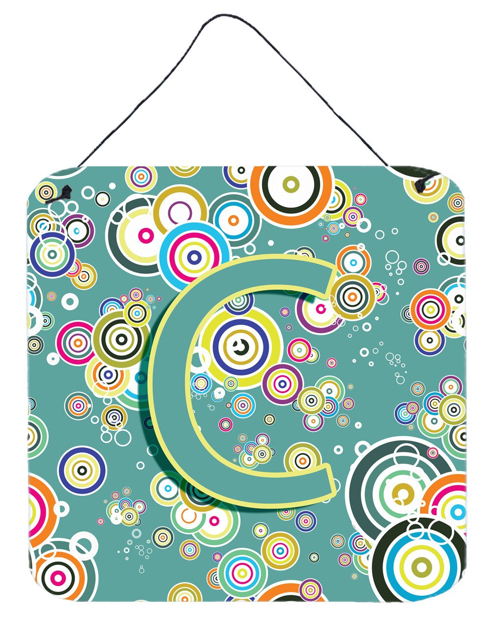 Letter C Circle Circle Teal Initial Alphabet Wall or Door Hanging Prints CJ2015-CDS66 by Caroline's Treasures