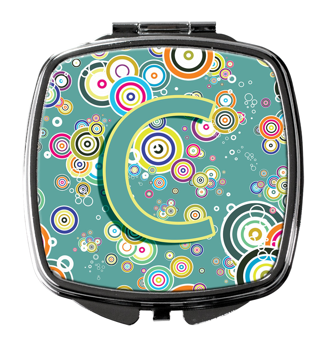 Caroline's Treasures Letter C Circle Circle Teal Initial Alphabet Compact Mirror – Stylish Purse Mirror with Artistic Covers CJ2015-CSCM