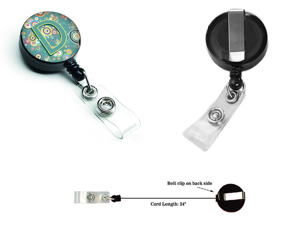 Caroline's Treasures Letter D Circle Circle Teal Initial Alphabet Retractable Badge Reel CJ2015-DBR