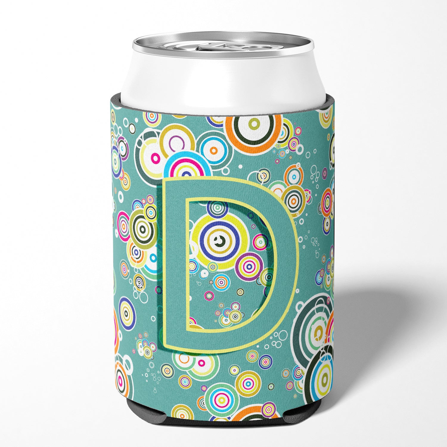 Letter D Circle Circle Teal Initial Alphabet Can or Bottle Hugger CJ2015-DCC.