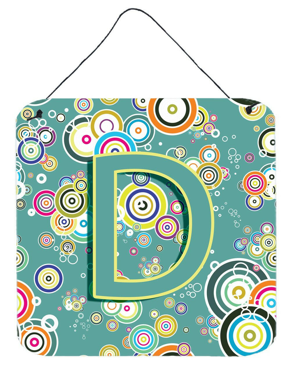 Letter D Circle Circle Teal Initial Alphabet Wall or Door Hanging Prints CJ2015-DDS66 by Caroline&#39;s Treasures
