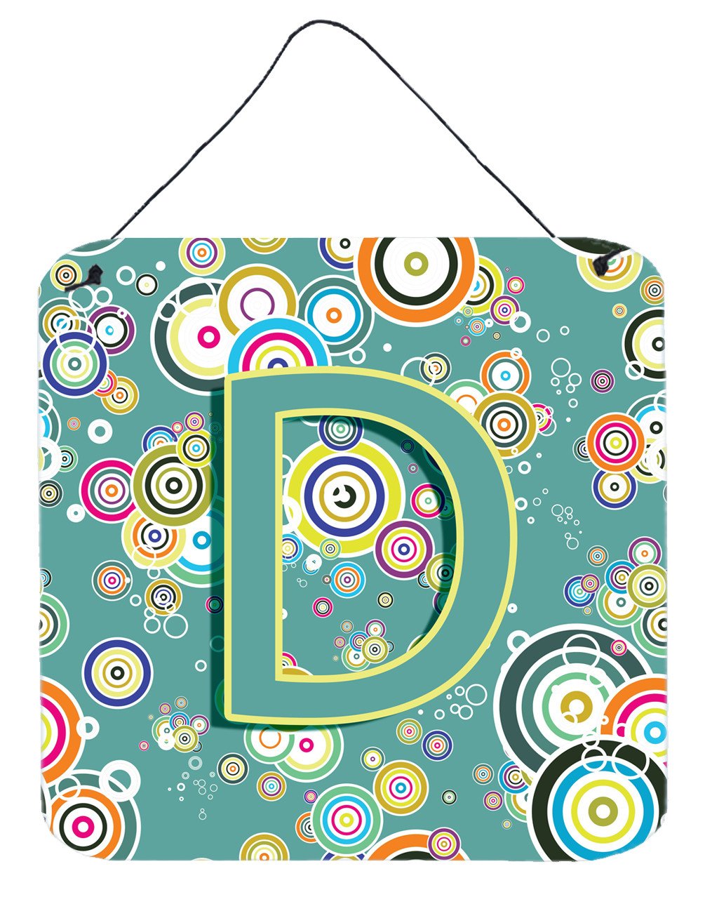 Letter D Circle Circle Teal Initial Alphabet Wall or Door Hanging Prints CJ2015-DDS66 by Caroline's Treasures