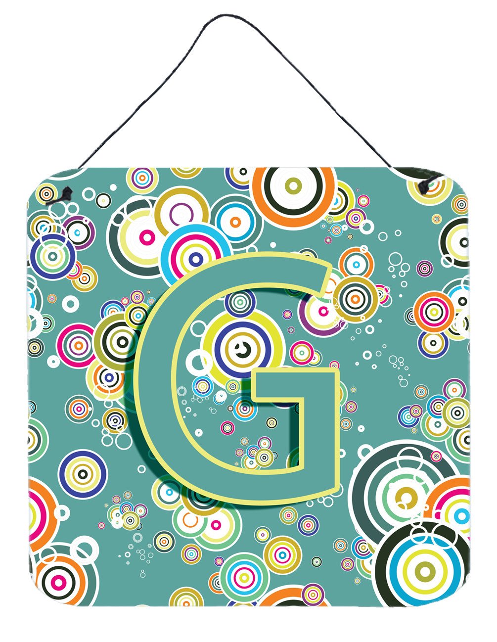 Letter G Circle Circle Teal Initial Alphabet Wall or Door Hanging Prints CJ2015-GDS66 by Caroline's Treasures