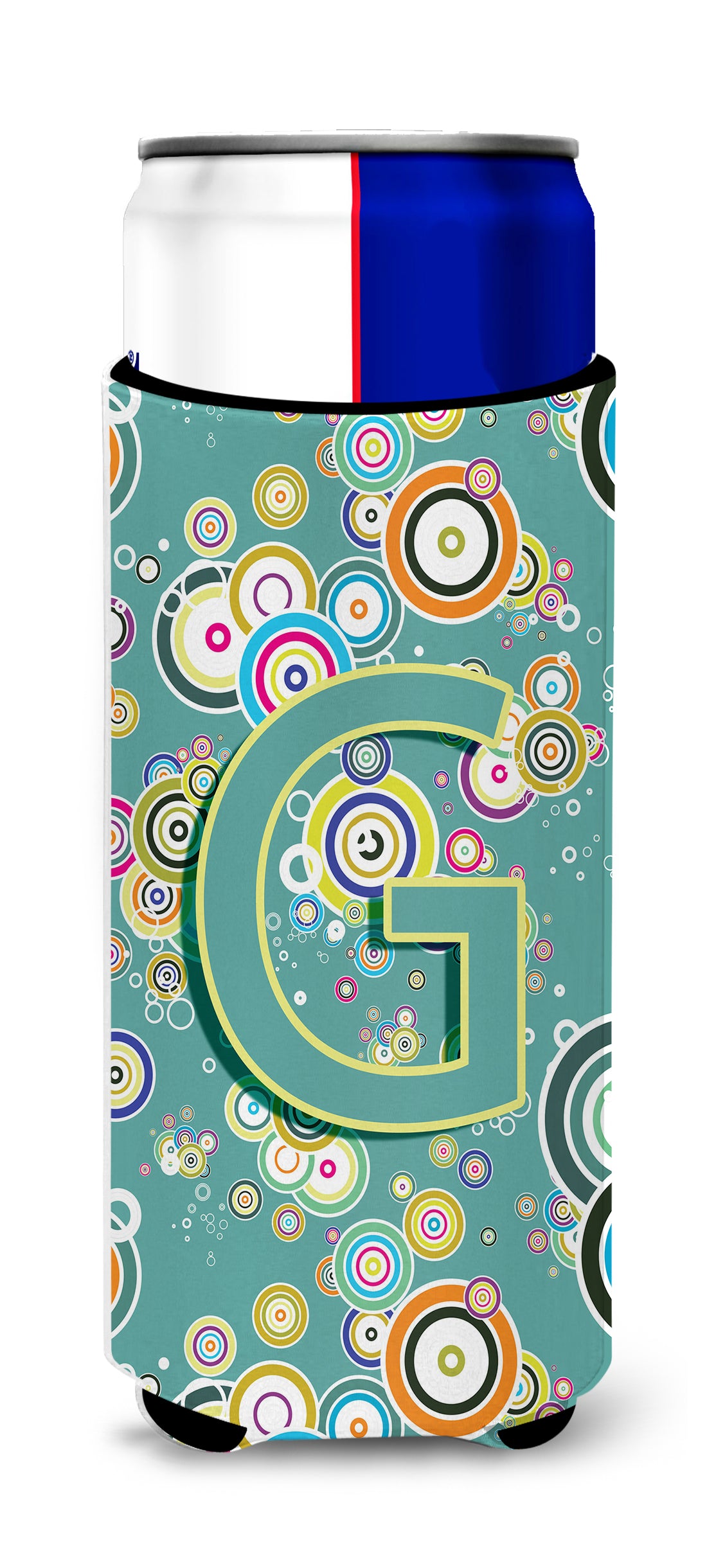 Letter G Circle Circle Teal Initial Alphabet Ultra Beverage Insulators for slim cans CJ2015-GMUK