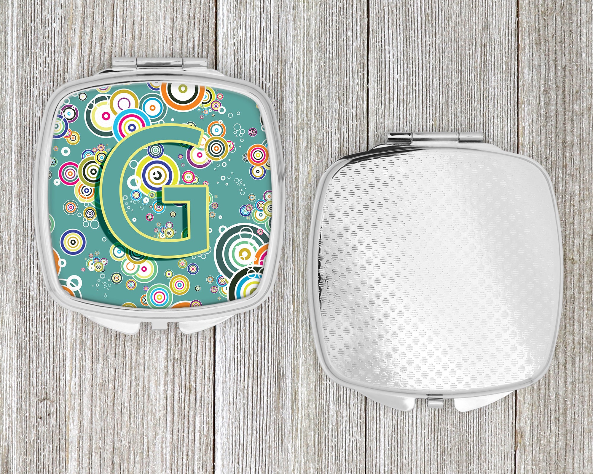 Letter G Circle Circle Teal Initial Alphabet Compact Mirror CJ2015-GSCM  the-store.com.