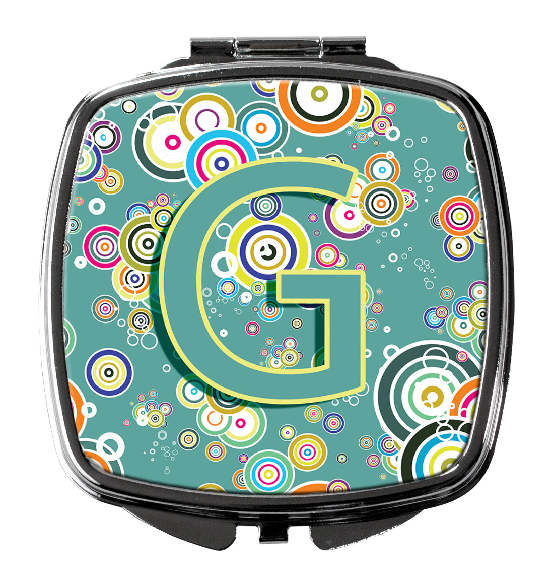 Caroline's Treasures Letter G Circle Circle Teal Initial Alphabet Compact Mirror – Stylish Purse Mirror with Artistic Covers CJ2015-GSCM
