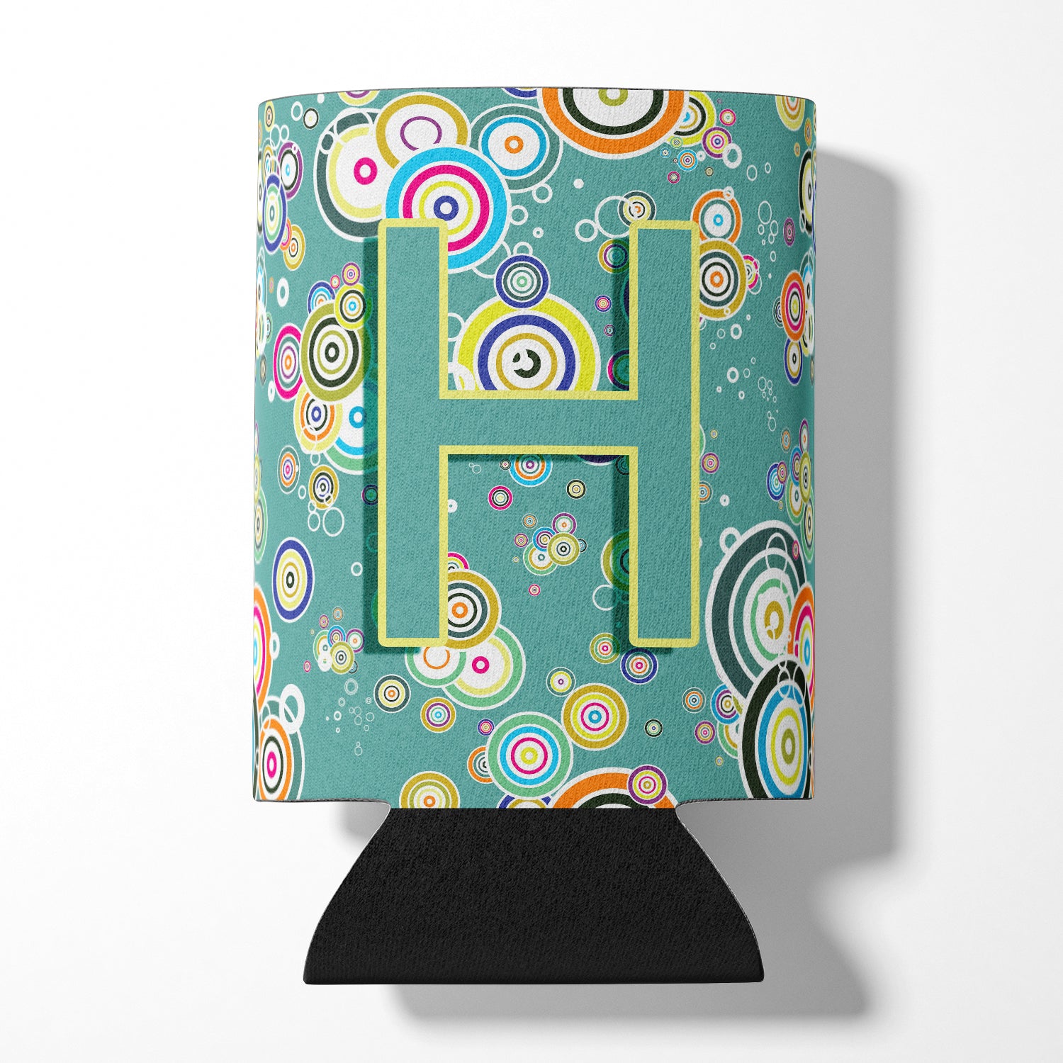 Letter H Circle Circle Teal Initial Alphabet Can or Bottle Hugger CJ2015-HCC.