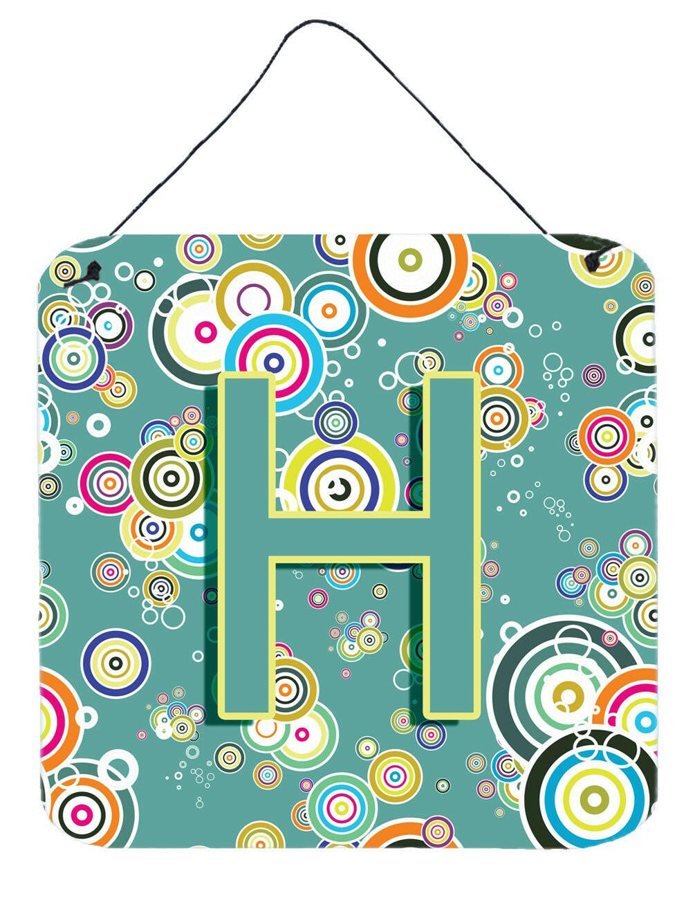 Letter H Circle Circle Teal Initial Alphabet Wall or Door Hanging Prints CJ2015-HDS66 by Caroline&#39;s Treasures