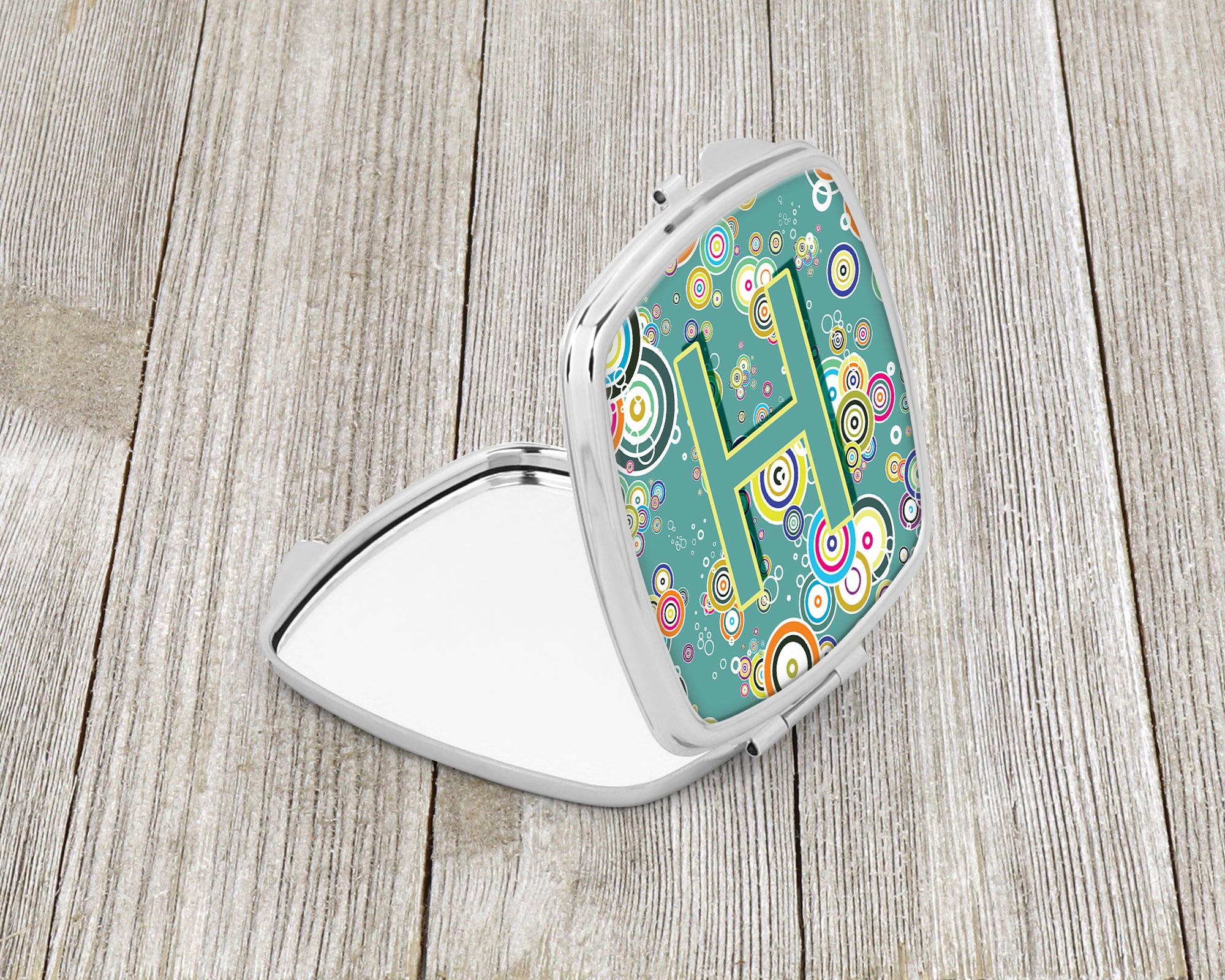 Letter H Circle Circle Teal Initial Alphabet Compact Mirror CJ2015-HSCM  the-store.com.