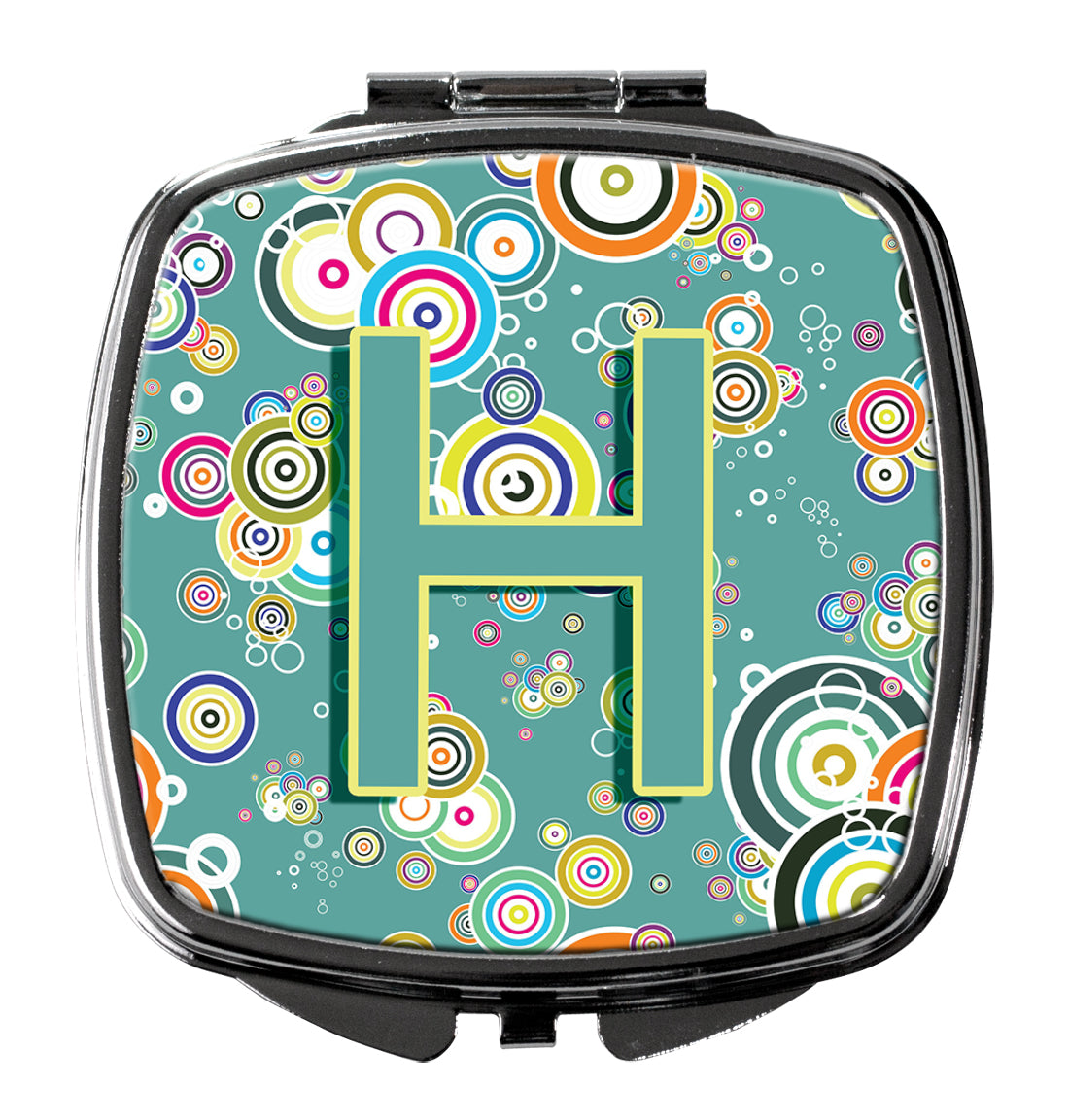Caroline's Treasures Letter H Circle Circle Teal Initial Alphabet Compact Mirror – Stylish Purse Mirror with Artistic Covers CJ2015-HSCM