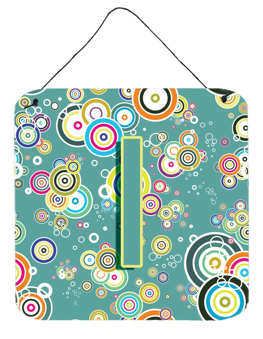 Letter I Circle Circle Teal Initial Alphabet Wall or Door Hanging Prints CJ2015-IDS66 by Caroline&#39;s Treasures