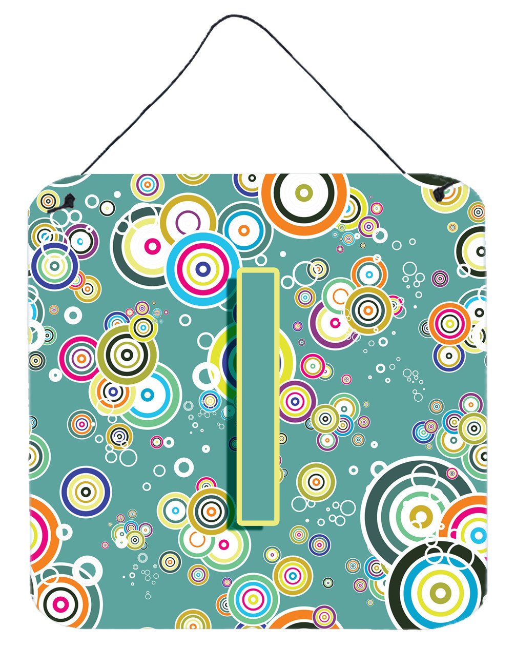 Letter I Circle Circle Teal Initial Alphabet Wall or Door Hanging Prints CJ2015-IDS66 by Caroline's Treasures