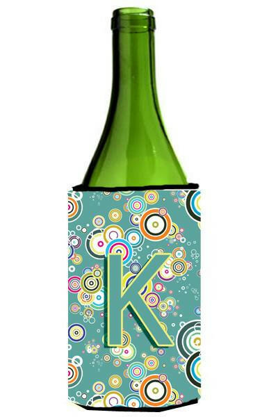 Letter K Circle Circle Teal Initial Alphabet Wine Bottle Beverage Insulator Hugger CJ2015-KLITERK by Caroline&#39;s Treasures