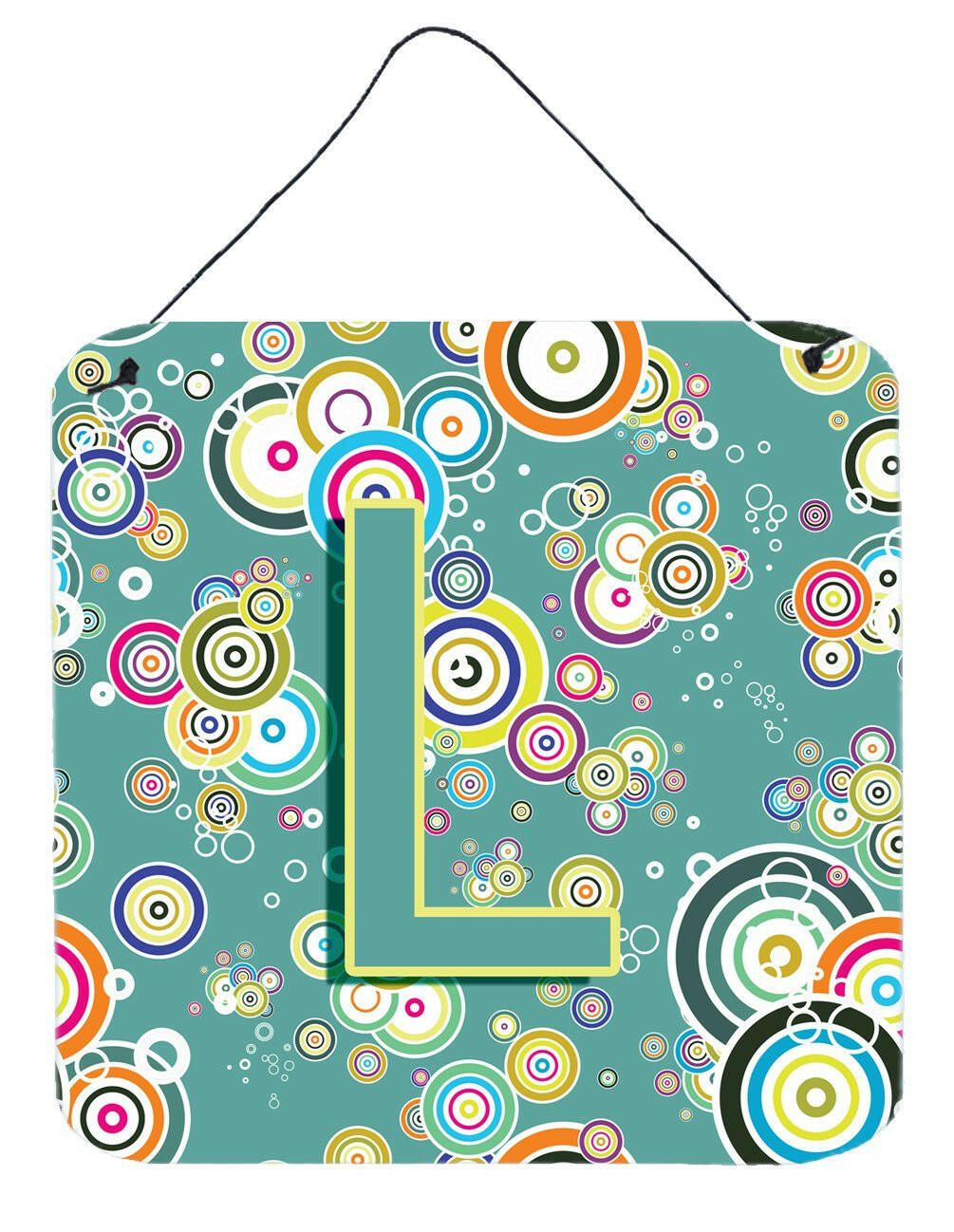Letter L Circle Circle Teal Initial Alphabet Wall or Door Hanging Prints CJ2015-LDS66 by Caroline's Treasures
