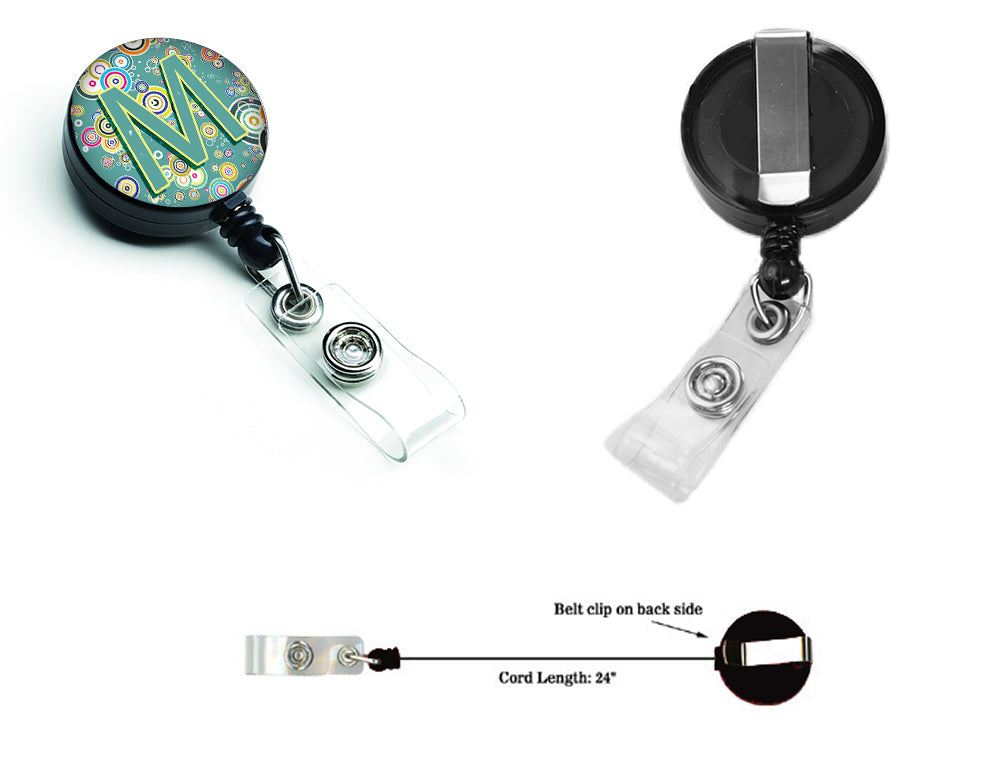 Letter M Circle Circle Teal Initial Alphabet Retractable Badge Reel CJ2015-MBR  the-store.com.
