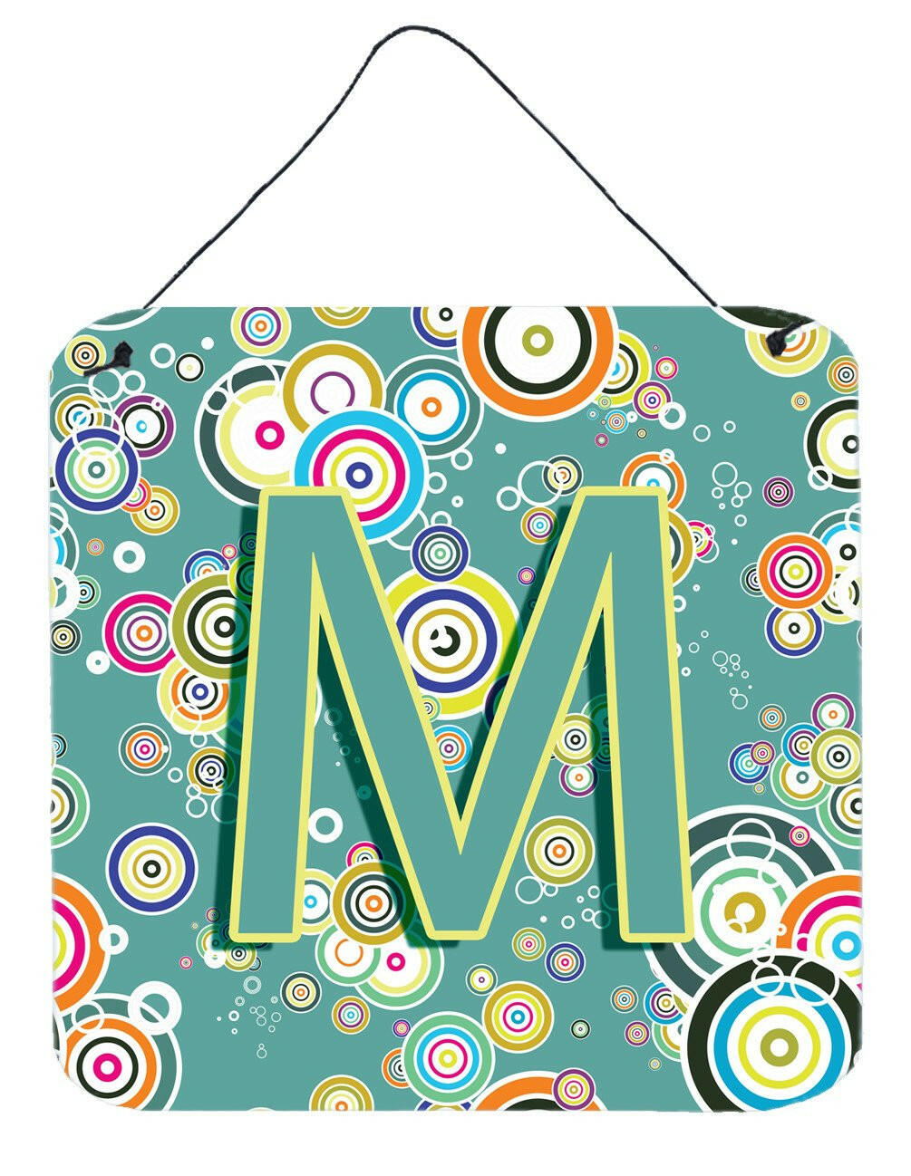 Letter M Circle Circle Teal Initial Alphabet Wall or Door Hanging Prints CJ2015-MDS66 by Caroline&#39;s Treasures