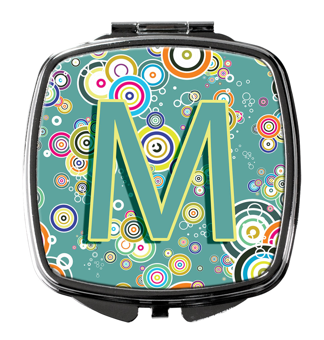 Letter M Circle Circle Teal Initial Alphabet Compact Mirror CJ2015-MSCM
