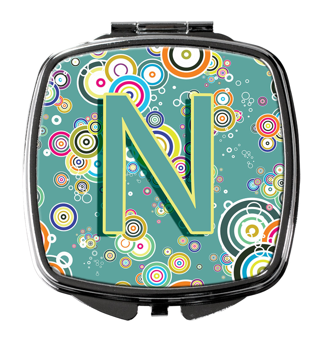 Caroline's Treasures Letter N Circle Circle Teal Initial Alphabet Compact Mirror – Stylish Purse Mirror with Artistic Covers CJ2015-NSCM