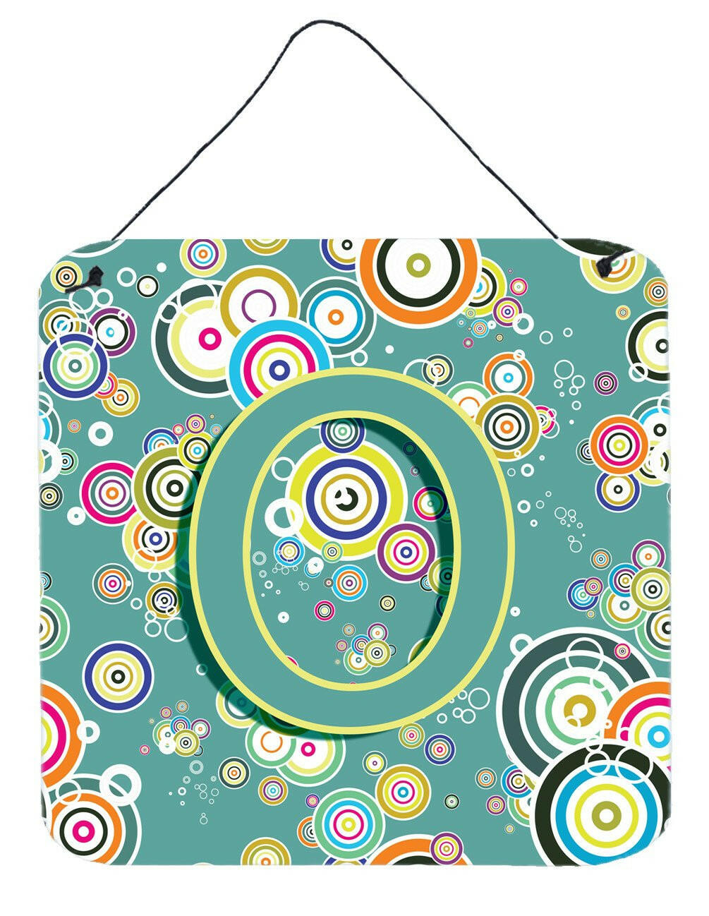 Letter O Circle Circle Teal Initial Alphabet Wall or Door Hanging Prints CJ2015-ODS66 by Caroline&#39;s Treasures