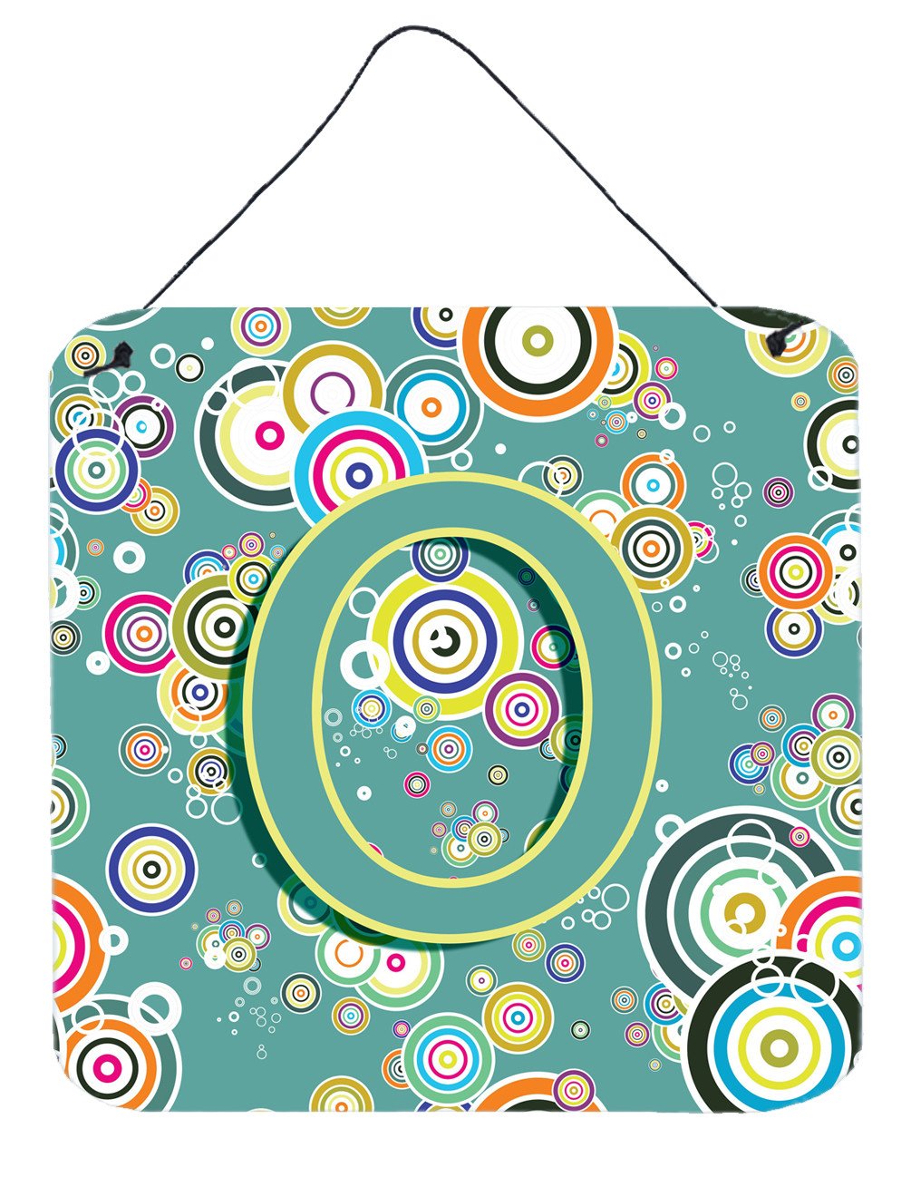 Letter O Circle Circle Teal Initial Alphabet Wall or Door Hanging Prints CJ2015-ODS66 by Caroline's Treasures
