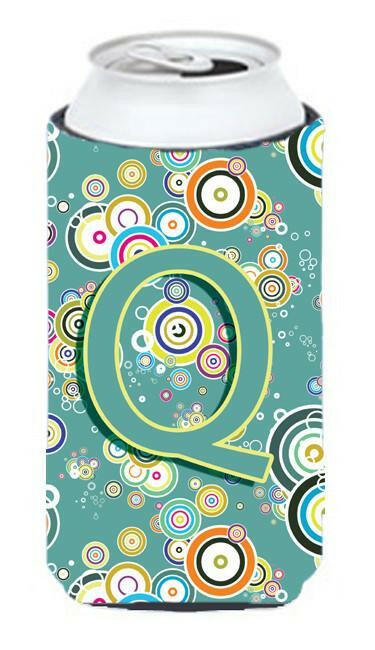 Letter Q Circle Circle Teal Initial Alphabet Tall Boy Beverage Insulator Hugger CJ2015-QTBC by Caroline's Treasures