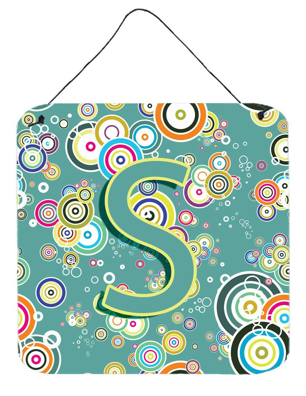 Letter S Circle Circle Teal Initial Alphabet Wall or Door Hanging Prints CJ2015-SDS66 by Caroline&#39;s Treasures