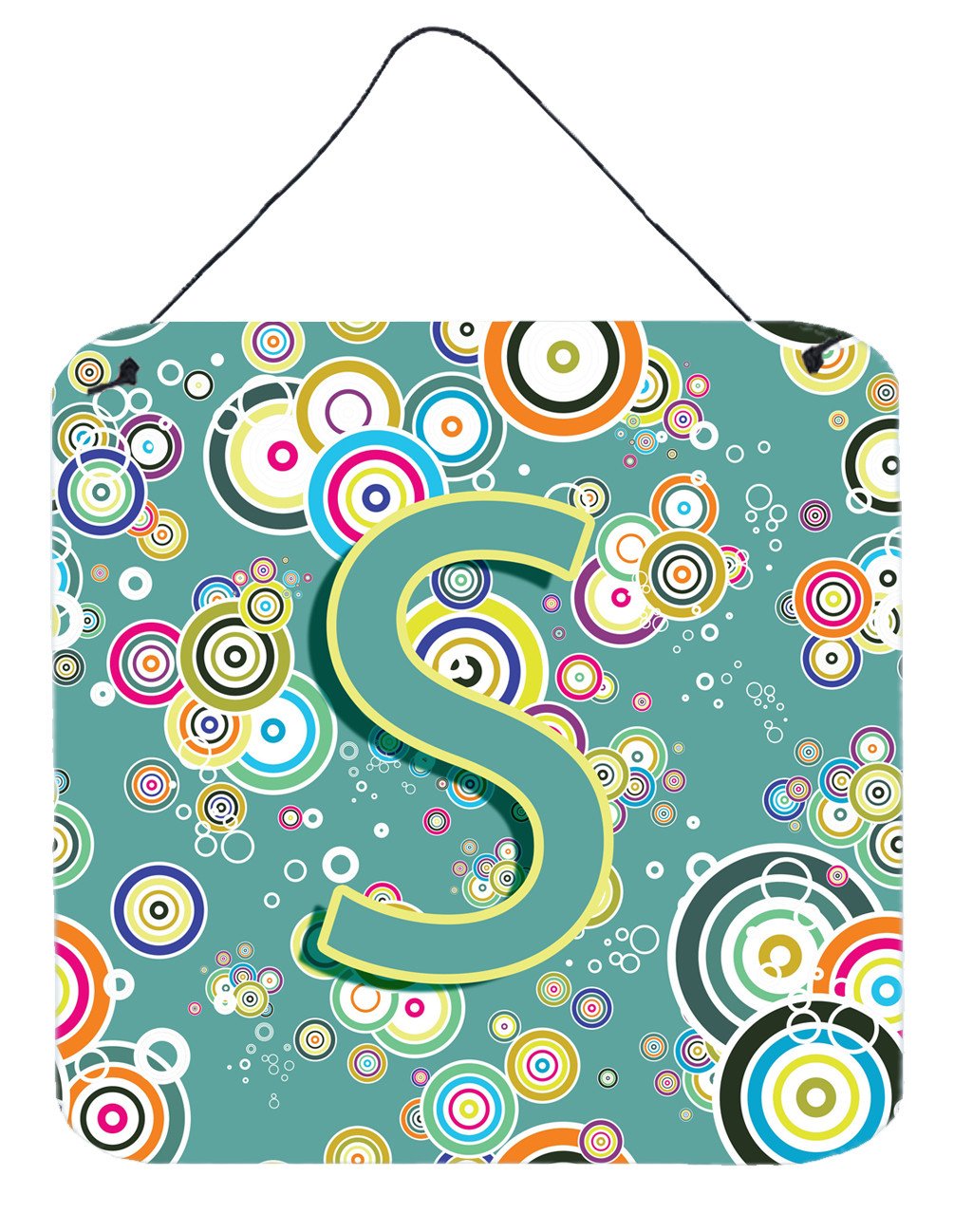 Letter S Circle Circle Teal Initial Alphabet Wall or Door Hanging Prints CJ2015-SDS66 by Caroline's Treasures