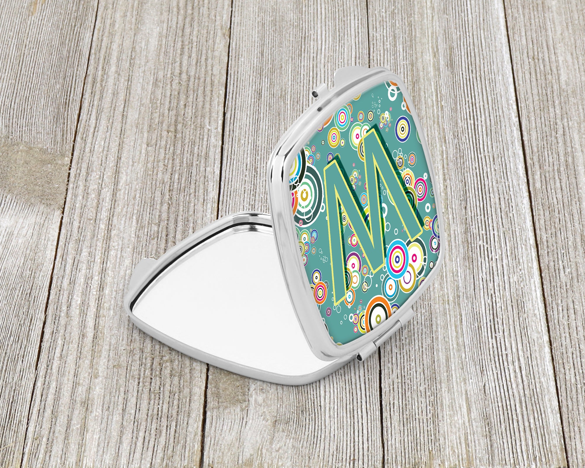 Caroline's Treasures Letter W Circle Circle Teal Initial Alphabet Compact Mirror – Stylish Purse Mirror with Artistic Covers CJ2015-WSCM
