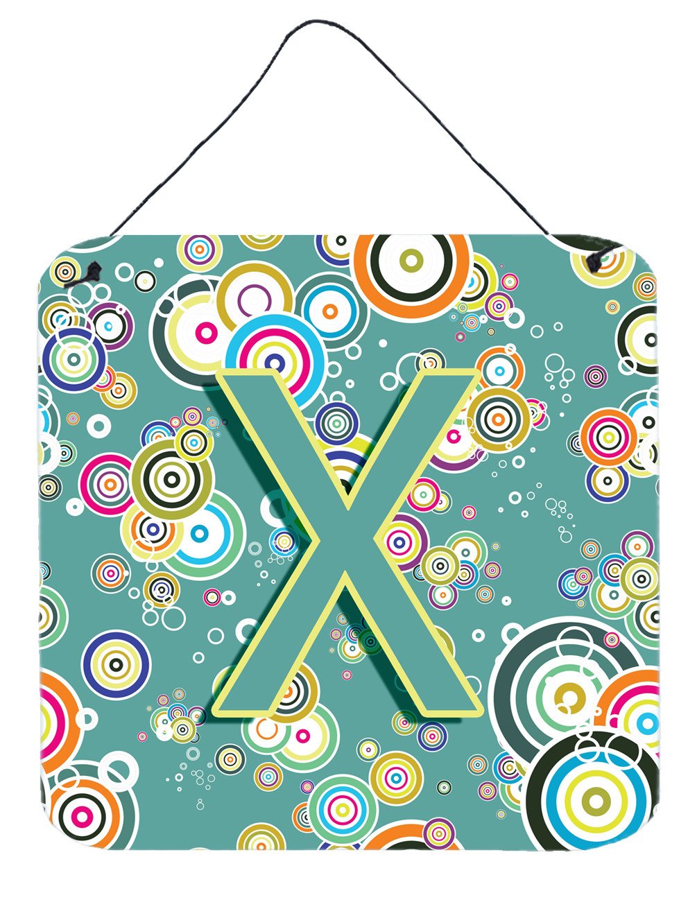 Letter X Circle Circle Teal Initial Alphabet Wall or Door Hanging Prints CJ2015-XDS66 by Caroline's Treasures