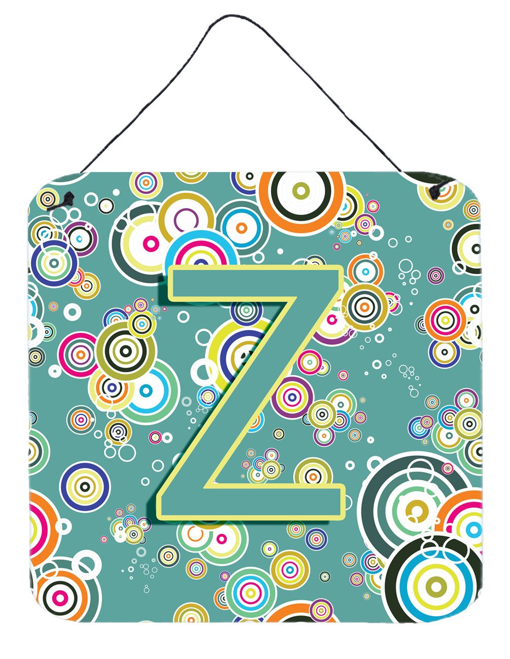 Letter Z Circle Circle Teal Initial Alphabet Wall or Door Hanging Prints CJ2015-ZDS66 by Caroline's Treasures