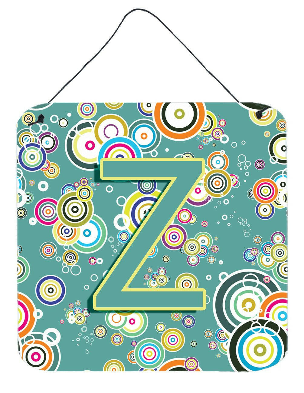 Letter Z Circle Circle Teal Initial Alphabet Wall or Door Hanging Prints CJ2015-ZDS66 by Caroline&#39;s Treasures