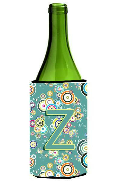 Letter Z Circle Circle Teal Initial Alphabet Wine Bottle Beverage Insulator Hugger CJ2015-ZLITERK by Caroline&#39;s Treasures