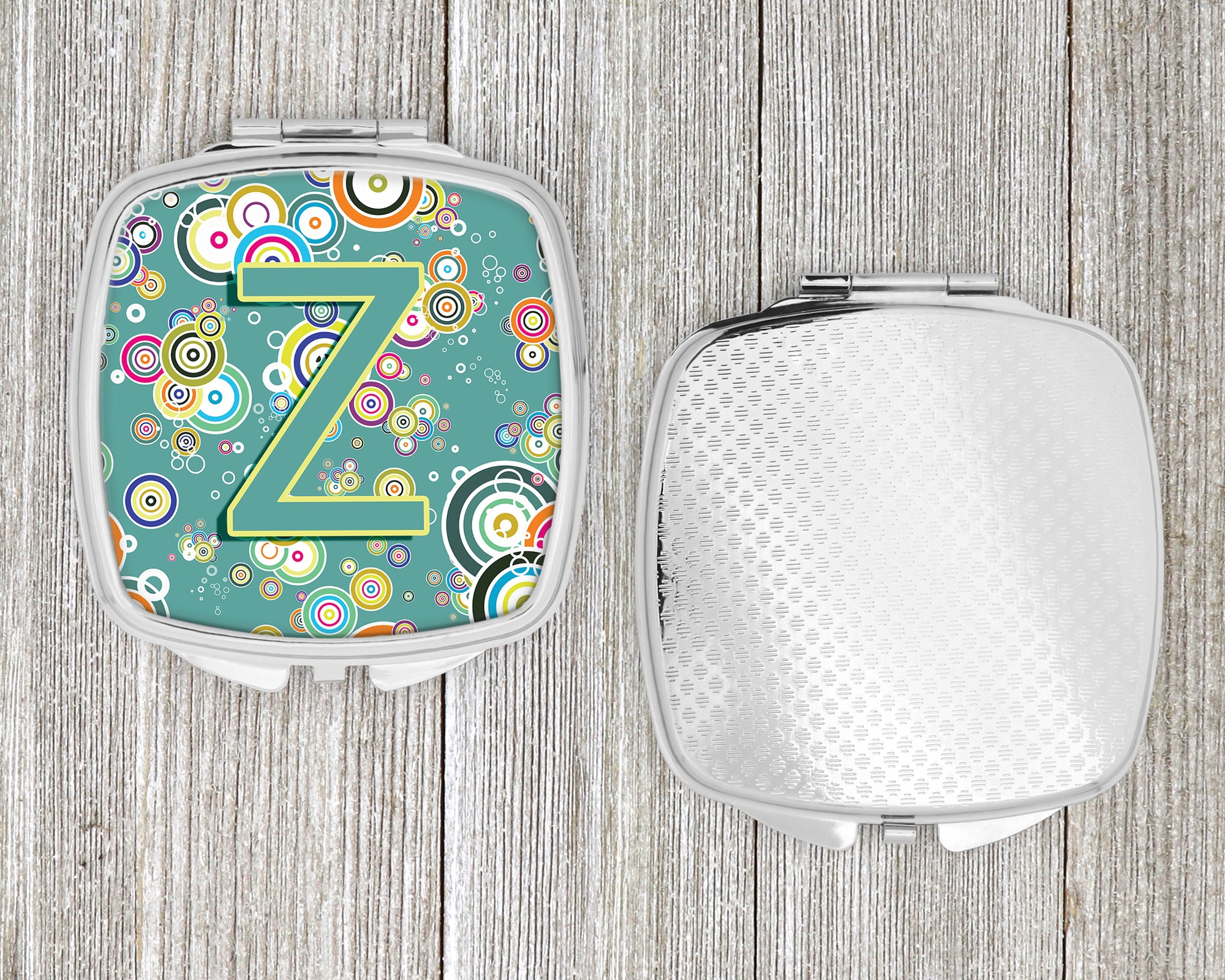 Letter Z Circle Circle Teal Initial Alphabet Compact Mirror CJ2015-ZSCM