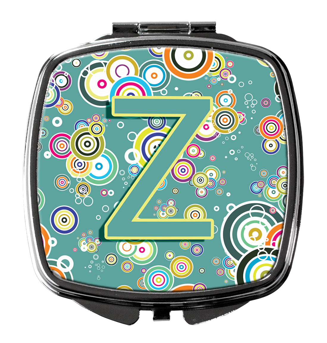 Caroline's Treasures Letter Z Circle Circle Teal Initial Alphabet Compact Mirror – Stylish Purse Mirror with Artistic Covers CJ2015-ZSCM