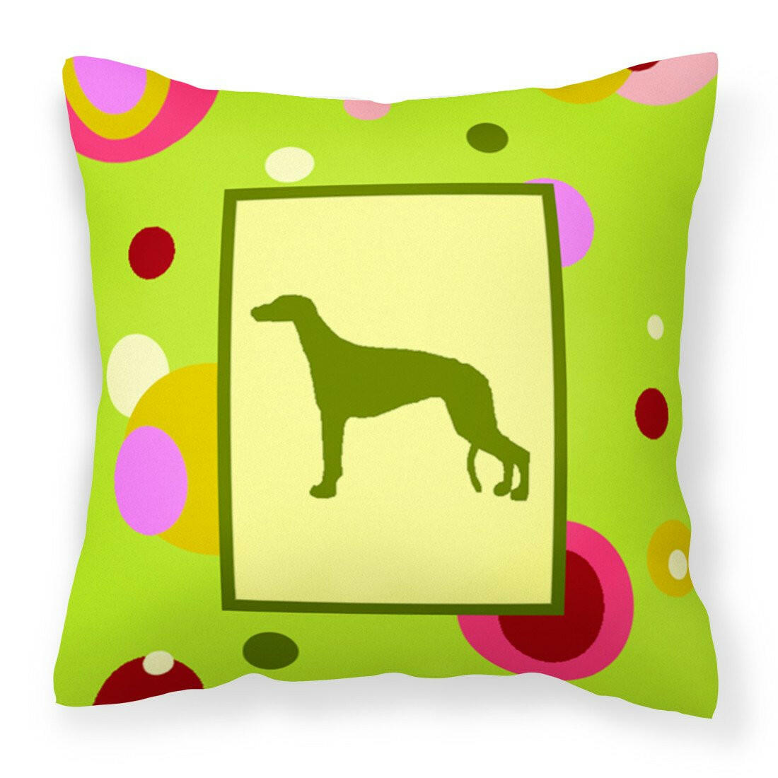 Lime Green Dots Greyhound Fabric Decorative Pillow CK1037PW1414 by Caroline&#39;s Treasures
