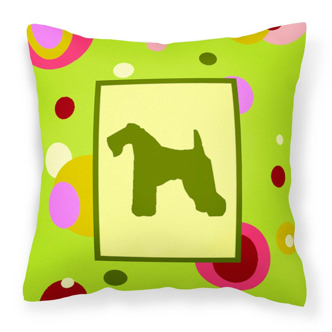 Lime Green Dots Kerry Blue Terrier Fabric Decorative Pillow CK1042PW1414 by Caroline&#39;s Treasures
