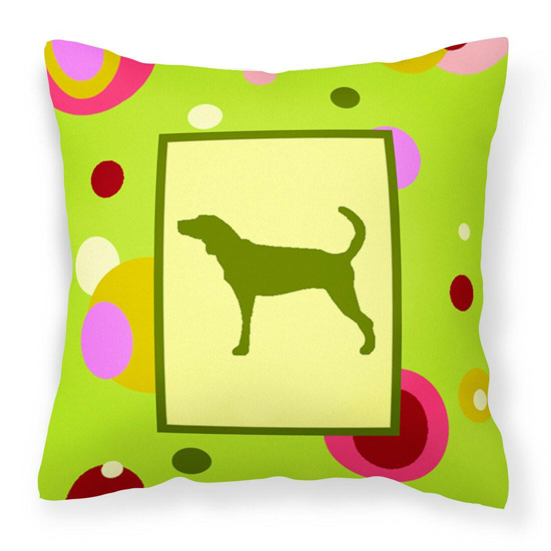 Lime Green Dots Plott Hound Fabric Decorative Pillow CK1051PW1414 by Caroline&#39;s Treasures