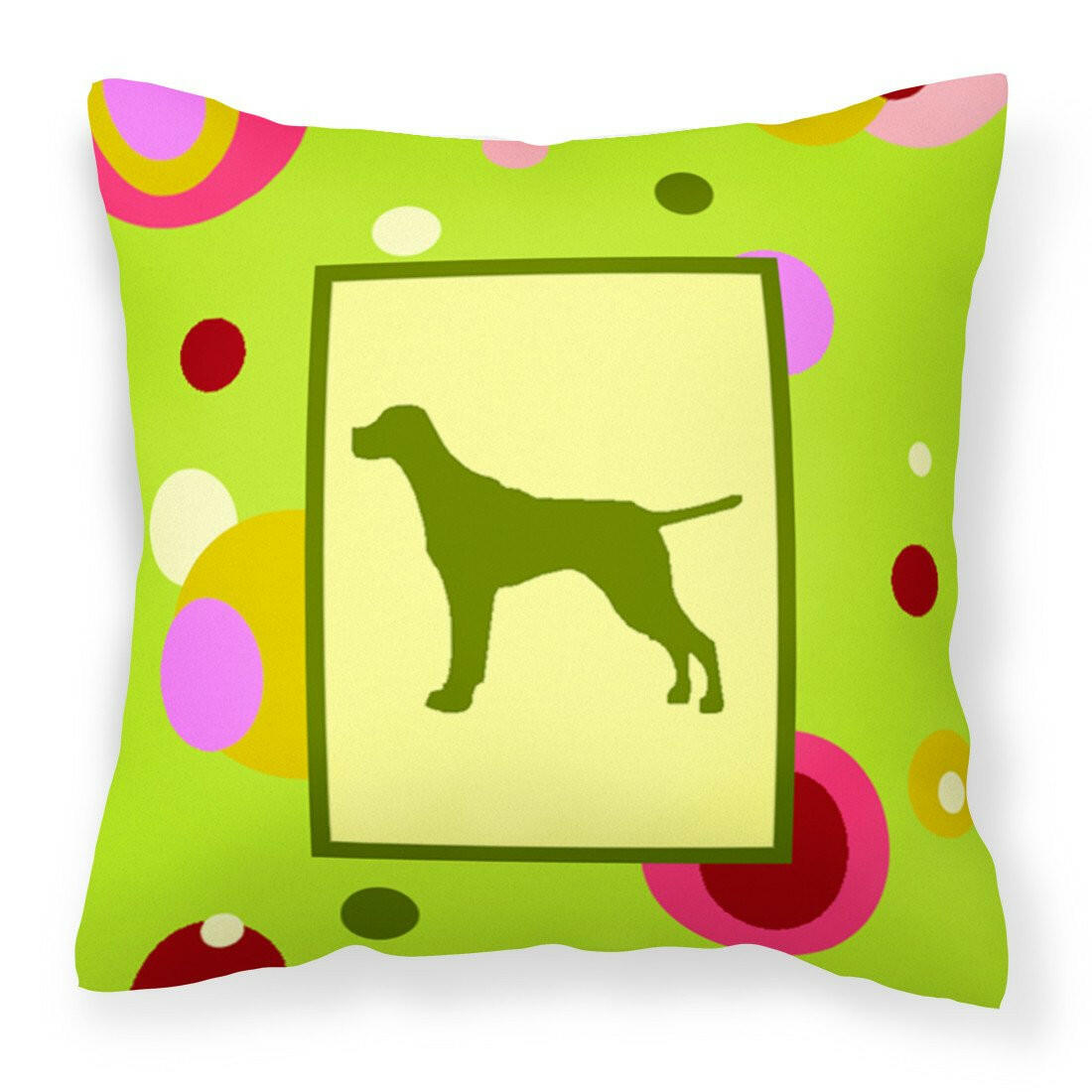Lime Green Dots Pointer Fabric Decorative Pillow CK1052PW1414 by Caroline&#39;s Treasures